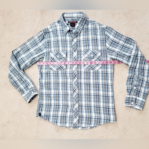 Tony Hawk Blue Plaid Button Up Long Sleeve Shirt Casual Size Medium Unisex - Picture 3 of 8